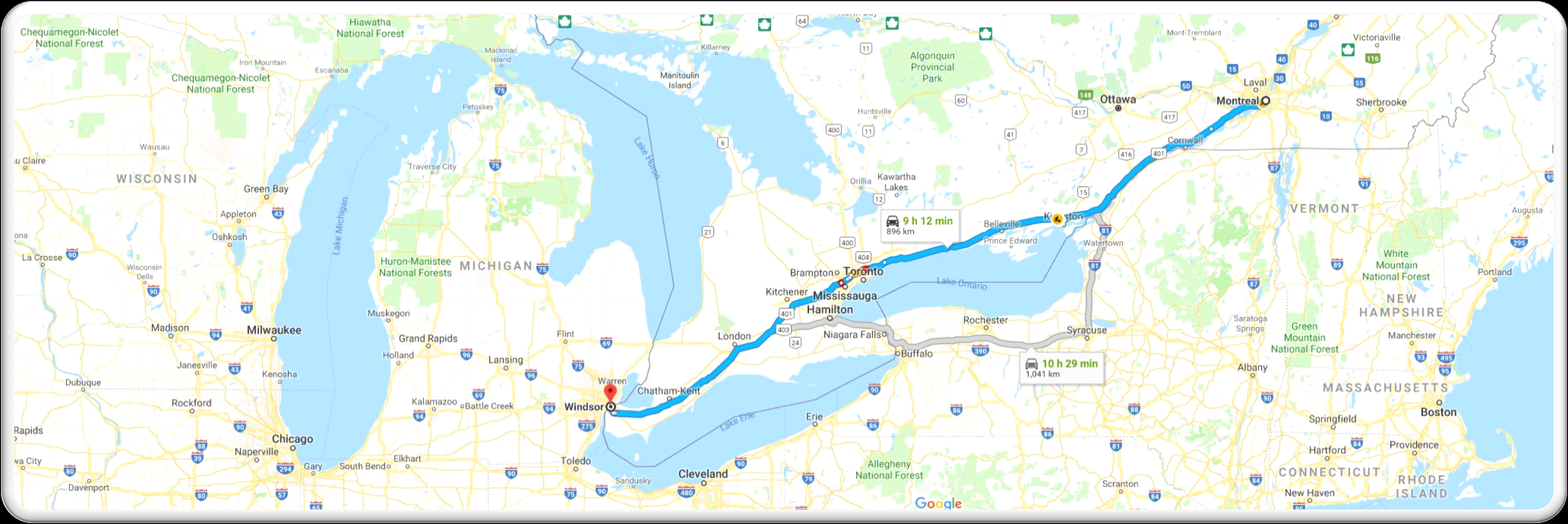 Windsor to Montreal delivery corridor